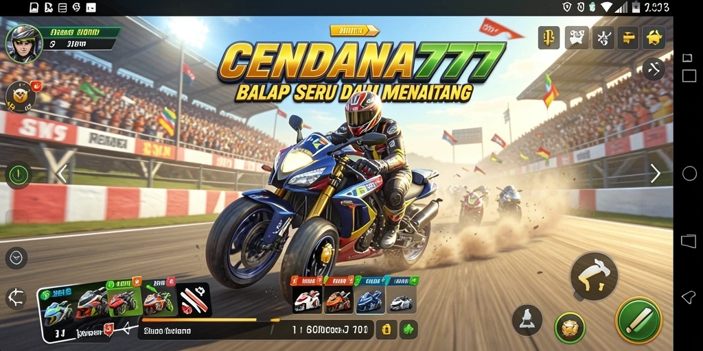 Screenshot utama CENDANA777 menunjukkan aksi balapan yang mendebarkan dan grafis berkualitas tinggi.