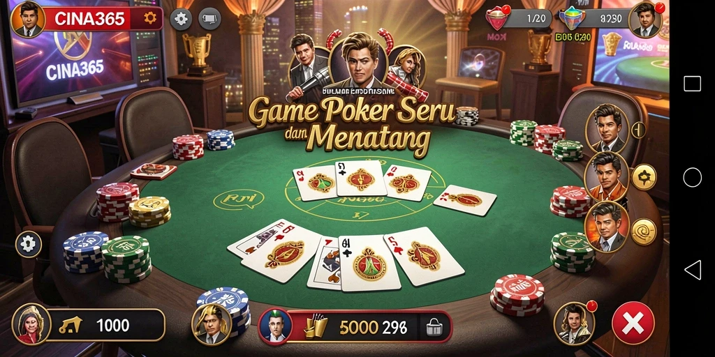 Gameplay seru dalam CINA365 yang menampilkan suasana Poker.