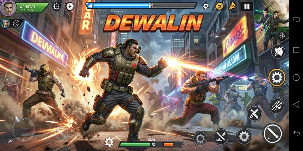 Tangkapan layar menampilkan gameplay seru DEWALIN dengan pertarungan intens.
