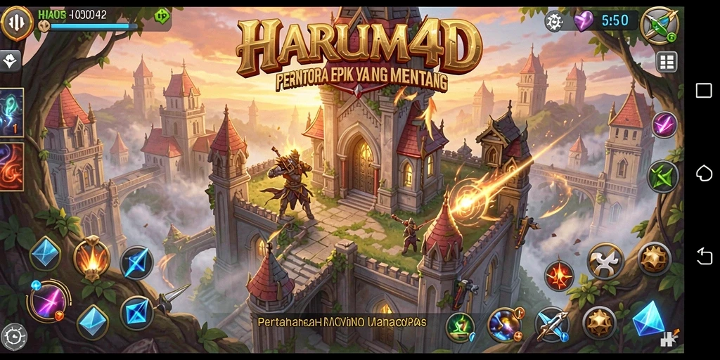 Tampilan gameplay menara pertahanan yang menegangkan di HARUM4D.