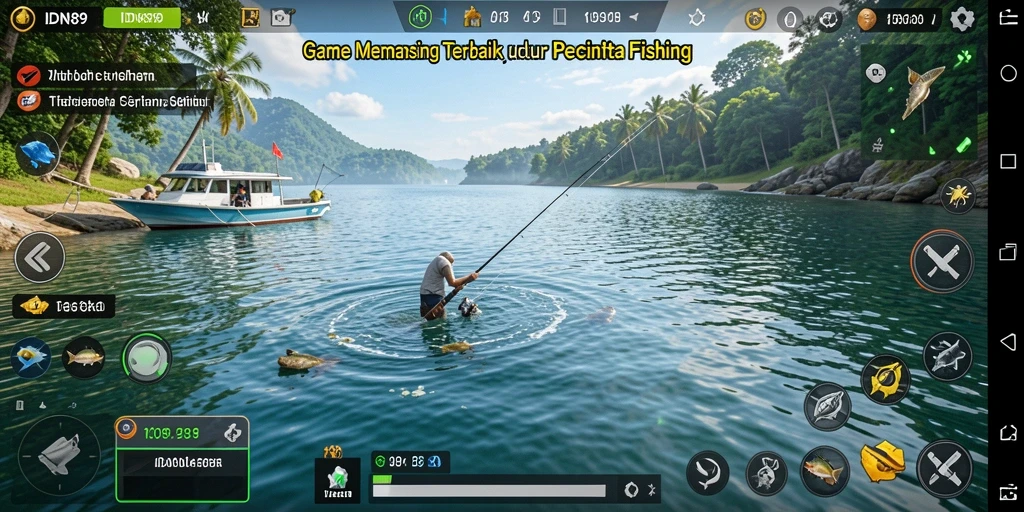 Screenshot IDN89 menampilkan gameplay memancing yang seru dan interaktif.