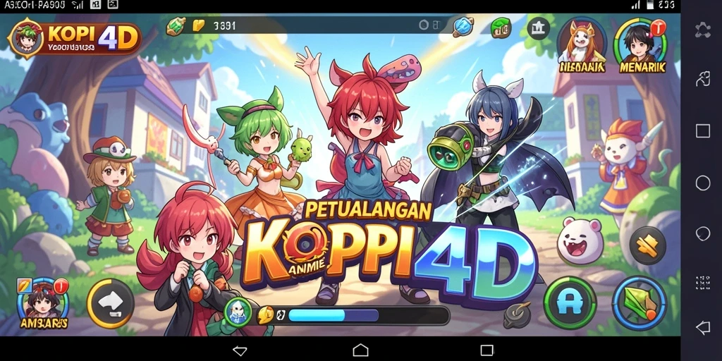 Tampilan gameplay KOPI4D yang penuh warna dan karakter menarik.