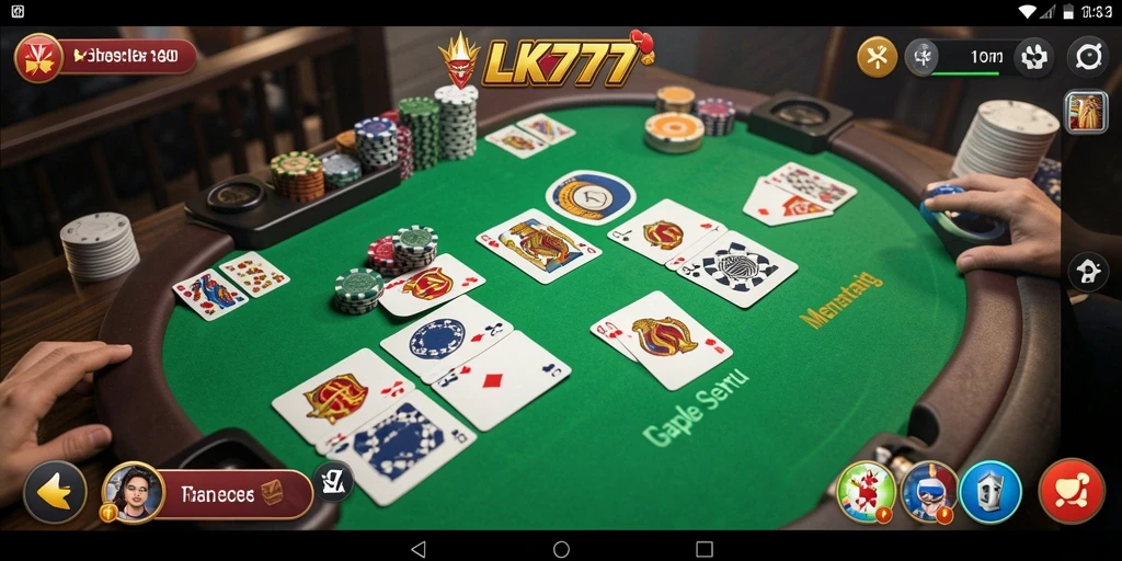 Screenshot utama LK777 menampilkan gameplay Gaple yang seru.