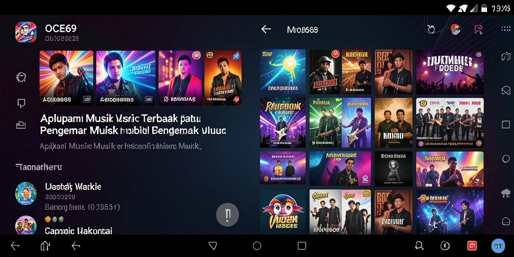 Screenshot utama OCE69 menampilkan pengguna bersenang-senang bernyanyi dengan lirik di layar.