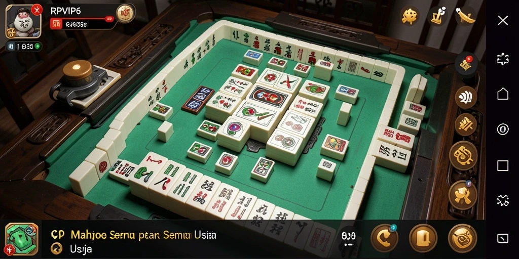 Tampilan gameplay seru RPVIP6 dengan ubin Mahjong berwarna-warni.