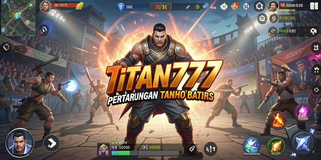 Tampilan gameplay menegangkan dari TITAN777 dengan karakter bertarung.