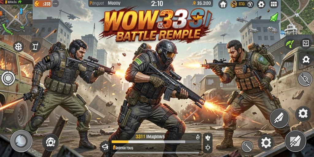 Gameplay WOW33 yang menegangkan dan seru di medan tempur.